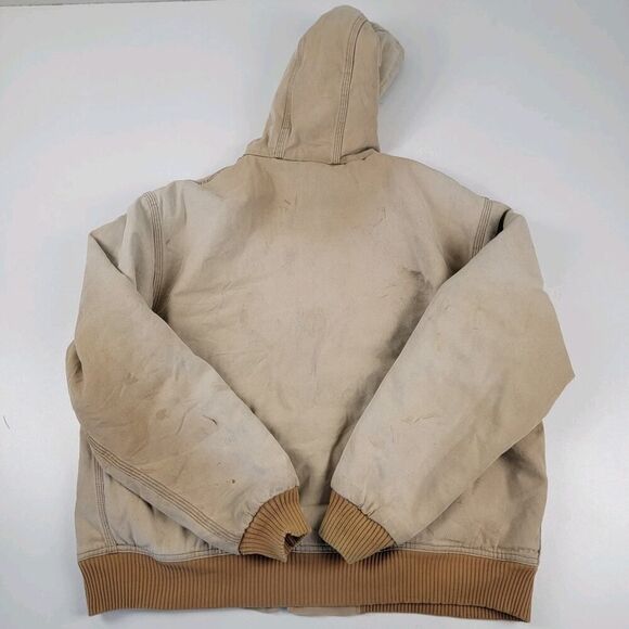 Vintage Y2K Dickies Beige Duck Canvas Hooded Work Wear Distressed Jacket Large - Picture 6 of 12